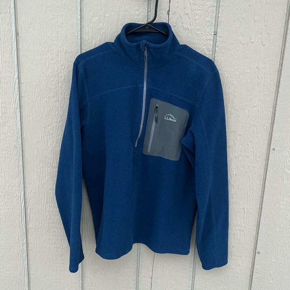 LL Bean‎ North Ridge Fleece 1/4 Zip Pullover Blue Slightly Fitted Mens M